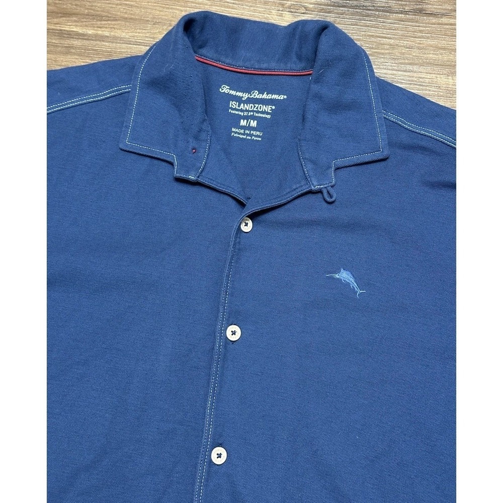Tommy Bahama Tropicool IslandZone Knit Camp Shirt Egyptian Blue Men's Sz M